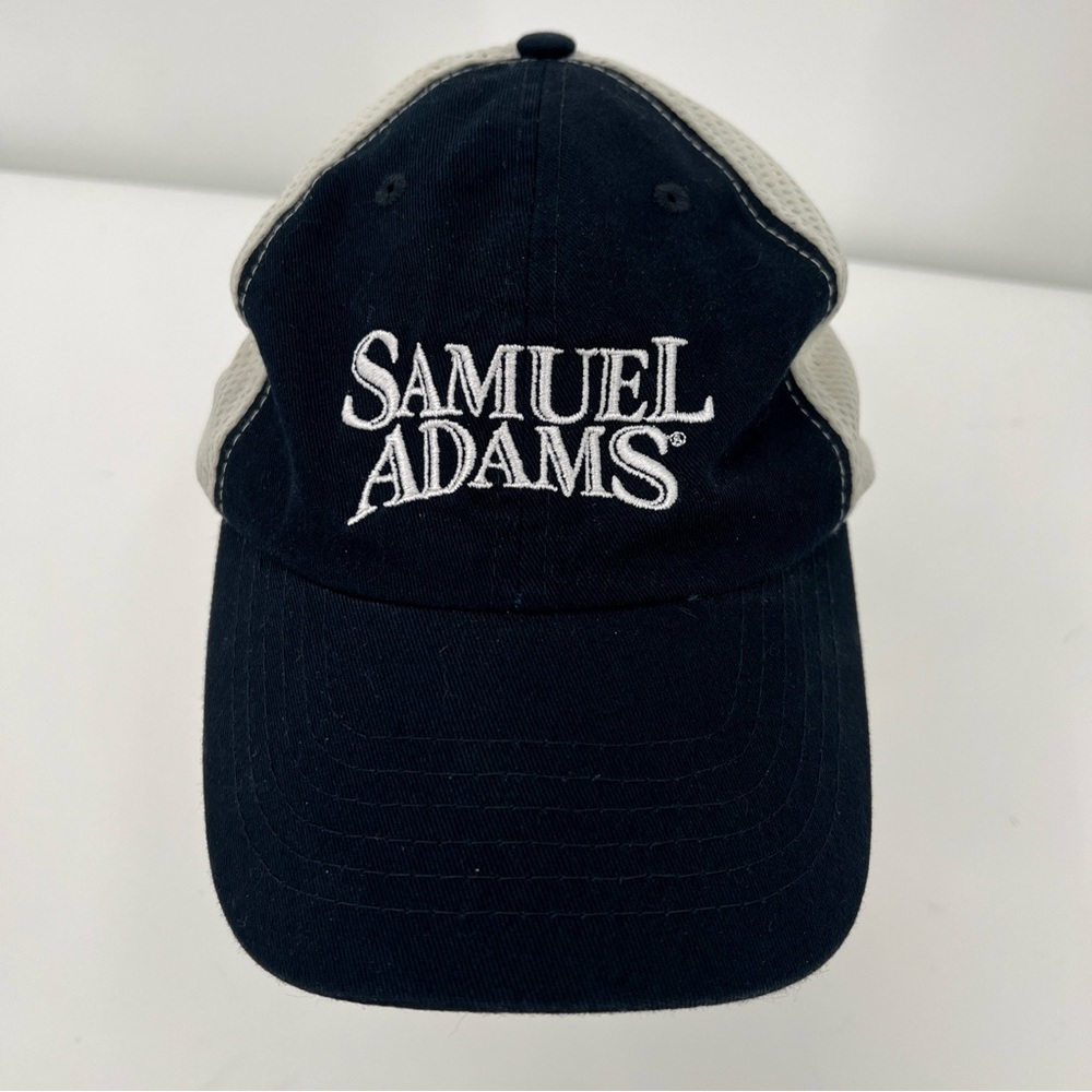 EUC SAMUEL ADAMS Men’s Trucker Hat Love of Beer Boston Mesh Strapback Blue Cap